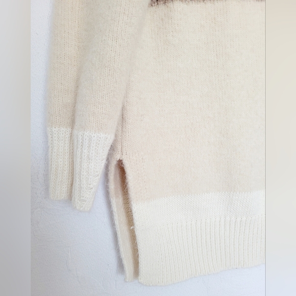 Ann Taylor Women Oversize Wool Blend Seeater Colorblock Mock Neck Cream/Mauve S - Picture 13 of 16